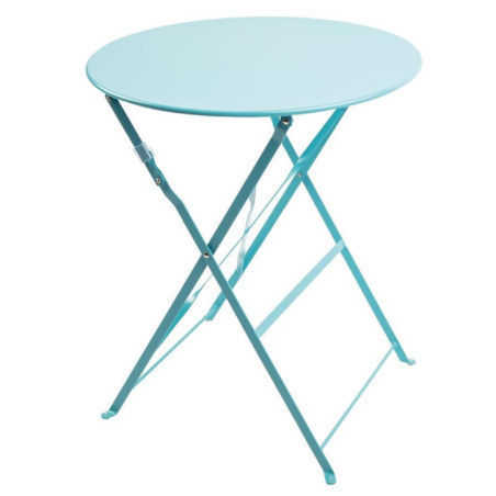 Table de terrasse ronde en acier Bolero bleu turquoise 595mm