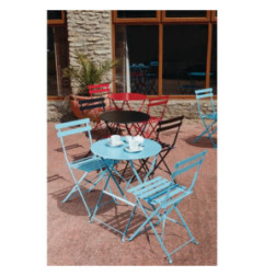 Table de terrasse ronde en acier Bolero bleu turquoise 595mm