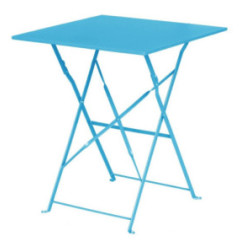 Table de terrasse carrée en acier Bolero bleu turquoise 600mm