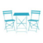 Table de terrasse carrée en acier Bolero bleu turquoise 600mm