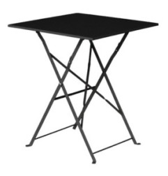 Table de terrasse carrée en acier Bolero noire 600mm