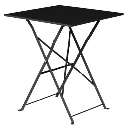 Table de terrasse carrée en acier Bolero noire 600mm