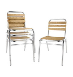 Chaises bistro frêne et aluminium Bolero (Lot de 4)