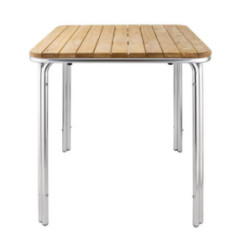 Table carrée en frêne et aluminium Bolero 700mm