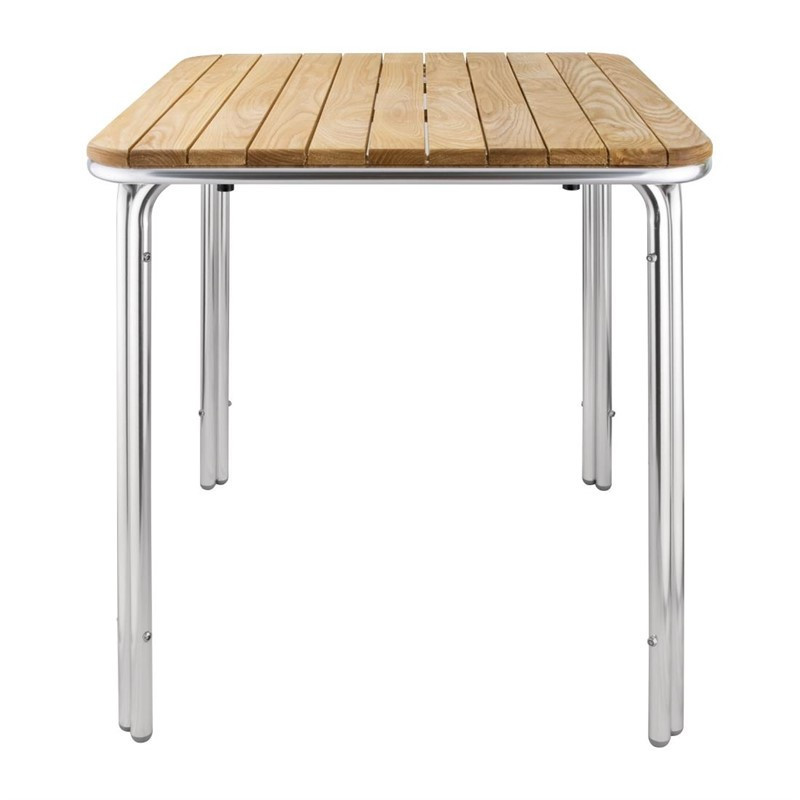 Table carrée en frêne et aluminium Bolero 700mm