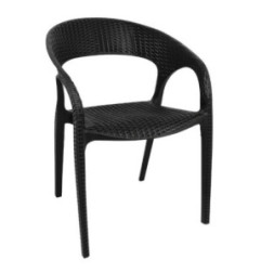 Fauteuils enveloppants en rotin PP Bolero noirs (lot de 4)