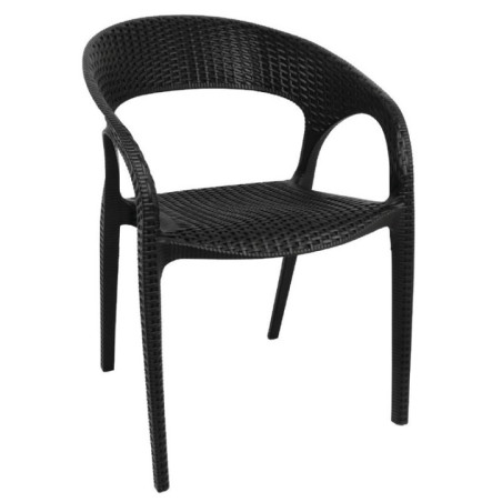 Fauteuils enveloppants en rotin PP Bolero noirs (lot de 4)