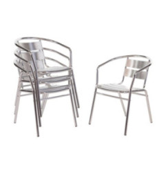 Fauteuils empilables en aluminium Bolero (Lot de 4)