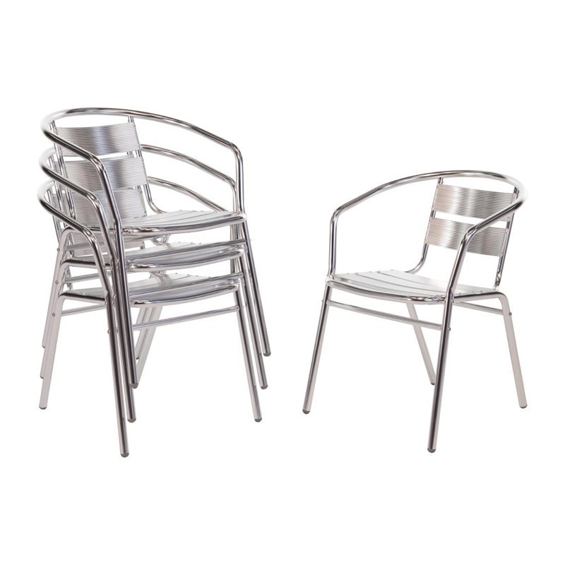 Fauteuils empilables en aluminium Bolero (Lot de 4)