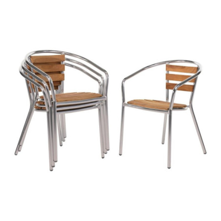 Fauteuils en frêne et aluminium Bolero 730mm (Lot de 4)