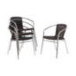 Fauteuils en rotin PE empilables Bolero noirs et aluminium (Lot de 4)