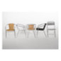 Fauteuils en rotin PE empilables Bolero noirs et aluminium (Lot de 4)