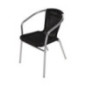 Fauteuils en rotin PE empilables Bolero noirs et aluminium (Lot de 4)