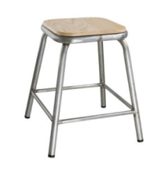 Tabouret bas en acier galvanisé avec assise en bois Bolero Cantina (lot de 4)