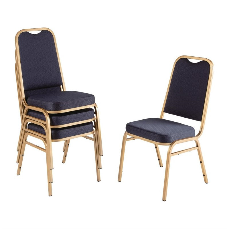 Chaises de banquet à dossier carré Bolero bleues (Lot de 4)