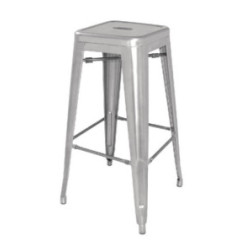 Tabourets hauts en acier galvanisé Bolero Bistro gris argenté (lot de 4)