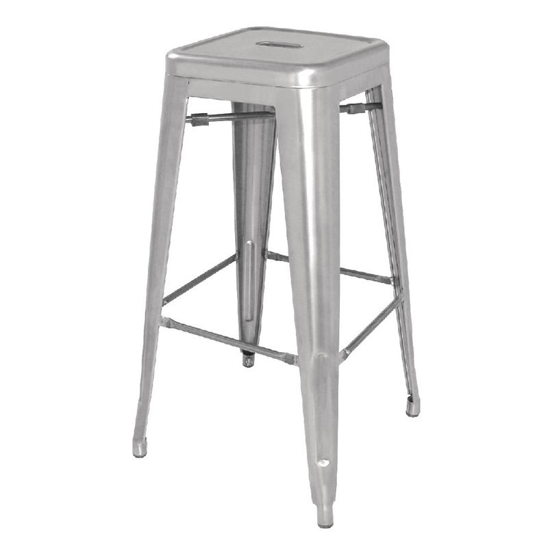 Tabourets hauts en acier galvanisé Bolero Bistro gris argenté (lot de 4)