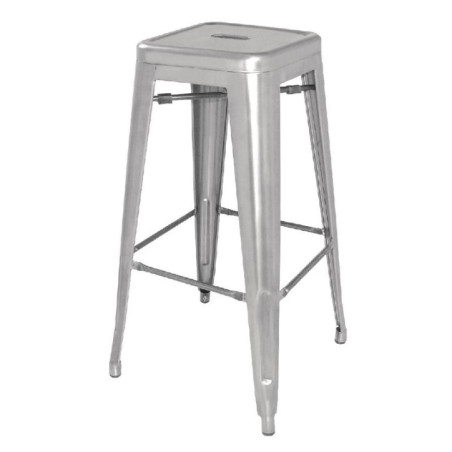 Tabourets hauts en acier galvanisé Bolero Bistro gris argenté (lot de 4)