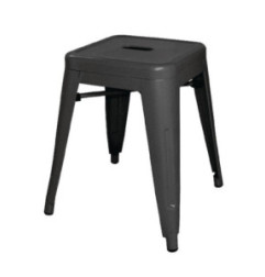 Tabourets bas en acier noirs Bolero Bistro (lot de 4)