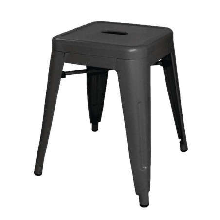 Tabourets bas en acier noirs Bolero Bistro (lot de 4)