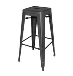 Tabourets hauts en acier galvanisé Bolero Bistro noirs (lot de 4)