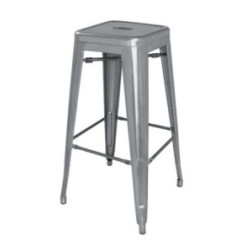 Tabourets hauts en acier galvanisé Bolero Bistro gris métalisé (lot de 4)