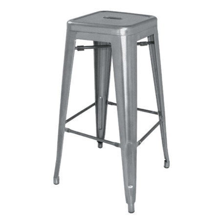 Tabourets hauts en acier galvanisé Bolero Bistro gris métalisé (lot de 4)