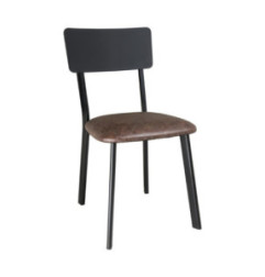 Chaises en metal assise PU moka vintage Bolero (lot de 4)