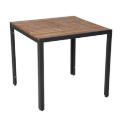 Table carrée en acier et acacia Bolero 80 cm