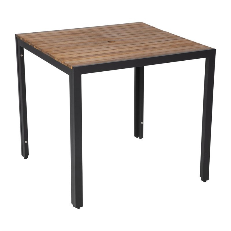 Table carrée en acier et acacia Bolero 80 cm