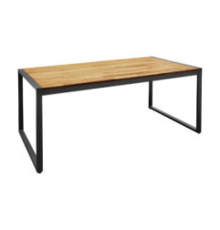 Table industrielle rectangulaire acier et acacia Bolero 180 cm