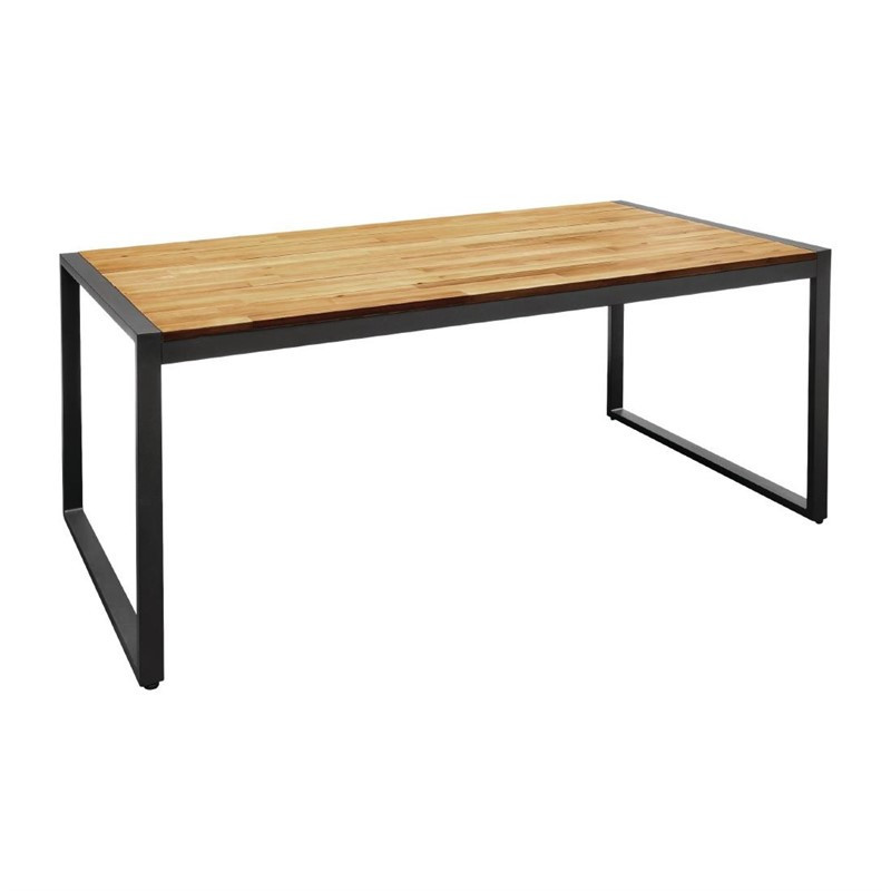 Table industrielle rectangulaire acier et acacia Bolero 180 cm