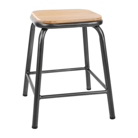 Tabourets bas avec assise en bois Bolero Cantina gris métal (lot de 4)