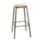 Tabouret haut gris métallisé avec assise en bois Bolero Cantina lot de 4