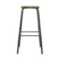 Tabouret haut gris métallisé avec assise en bois Bolero Cantina lot de 4