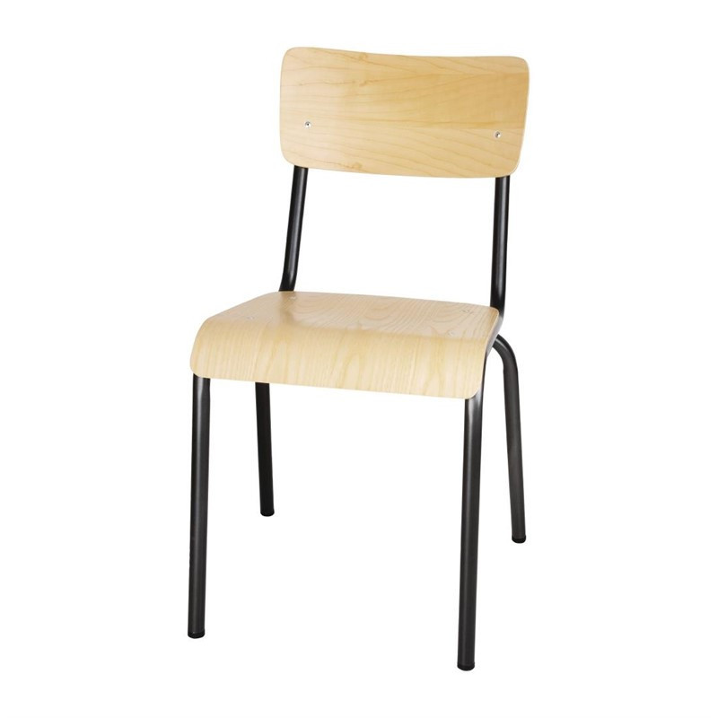 Chaises avec assise et dossier en bois Bolero Cantina gris métal (lot de 4)