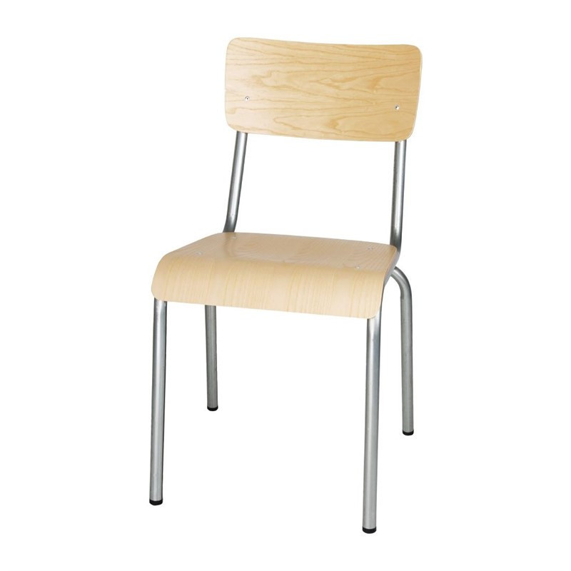 Chaises avec assise et dossier en bois Bolero Cantina galvanisées (lot de 4)