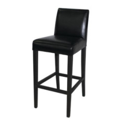 Tabouret de bar haut avec dossier en simili cuir Bolero noir