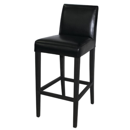 Tabouret de bar haut avec dossier en simili cuir Bolero noir