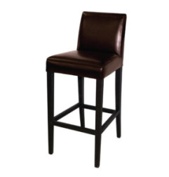 Tabouret de bar haut avec dossier en simili cuir Bolero marron foncé