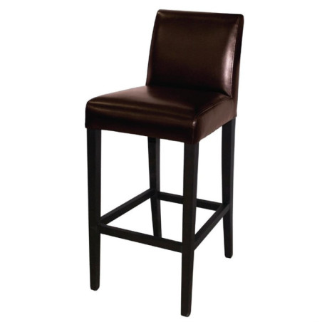 Tabouret de bar haut avec dossier en simili cuir Bolero marron foncé