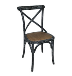 Chaises en bois patiné avec dossier croisé Bolero noires (lot de 2)