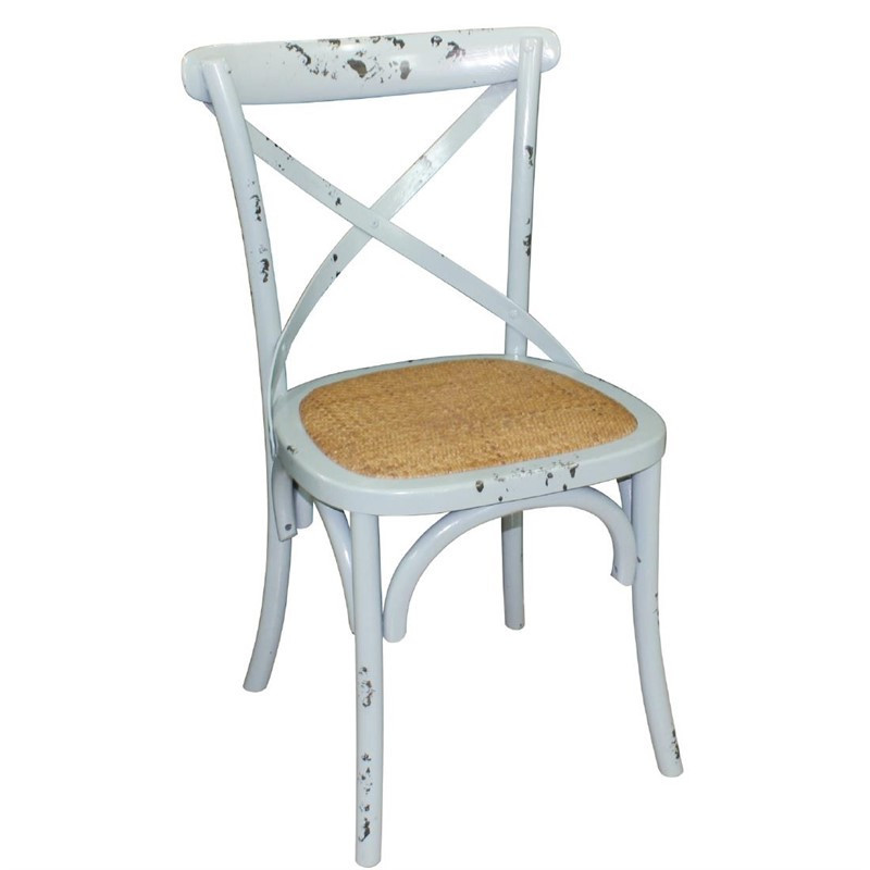 Chaises en bois patiné avec dossier croisé Bolero bleues (Lot de 2)