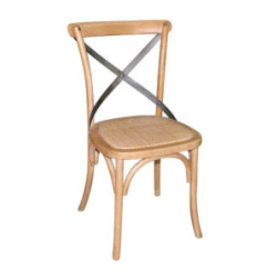 Chaises en bois patiné avec dossier croisé Bolero naturel (Lot de 2)