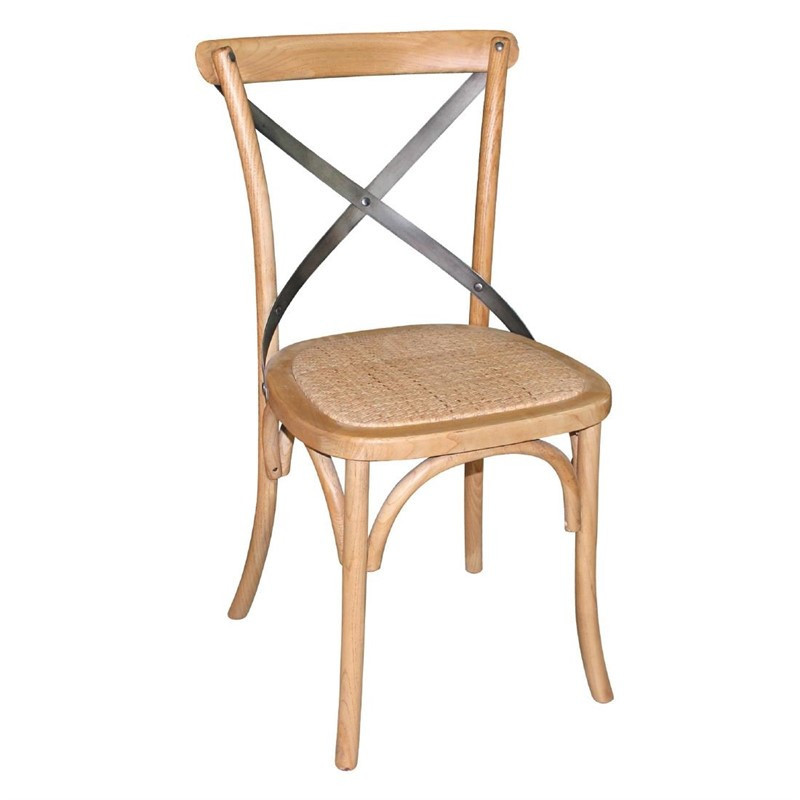 Chaises en bois patiné avec dossier croisé Bolero naturel (Lot de 2)