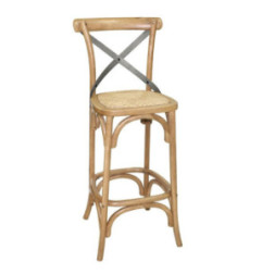 Tabouret de bar en bois avec dossier croisé Bolero métal