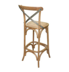 Tabouret de bar en bois avec dossier croisé Bolero métal