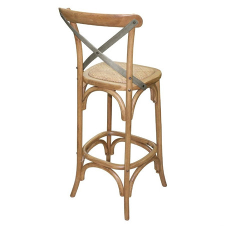 Tabouret de bar en bois avec dossier croisé Bolero métal