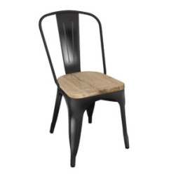 Chaise en acier noir avec assise en bois Bolero Bistro (lot de 4)