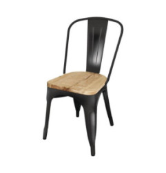 Chaise en acier noir avec assise en bois Bolero Bistro (lot de 4)